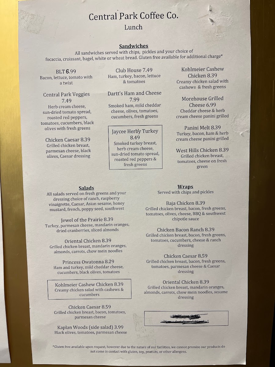 Menu Central Park Coffee Co.-1